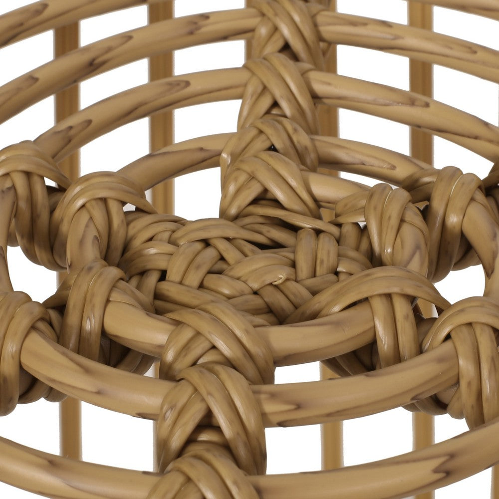 Laine Outdoor Side End Table | 20" Round Top | Brown Rope Woven Base