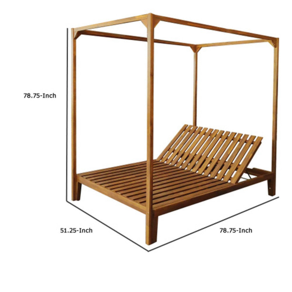 Yavi Outdoor Daybed Chaise| Adjustable Back | Brown Acacia Wood 79’’ BM335180