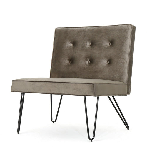 Ashley Armless Slipper Chair | Hairpin Legs | Gray Tufted Velvet