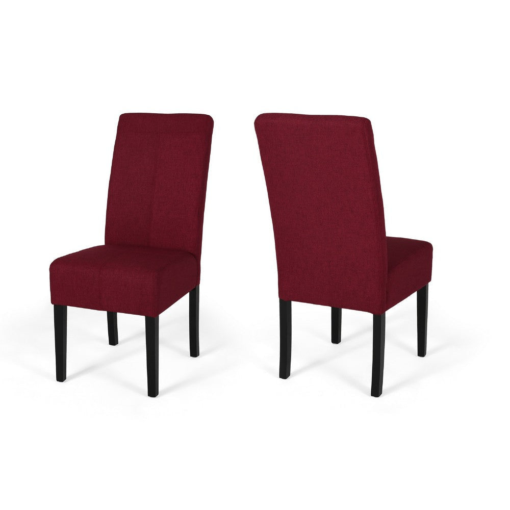 Tanya Armless Dining Chair Set of 2 | Modern Style Blush Red Fabric