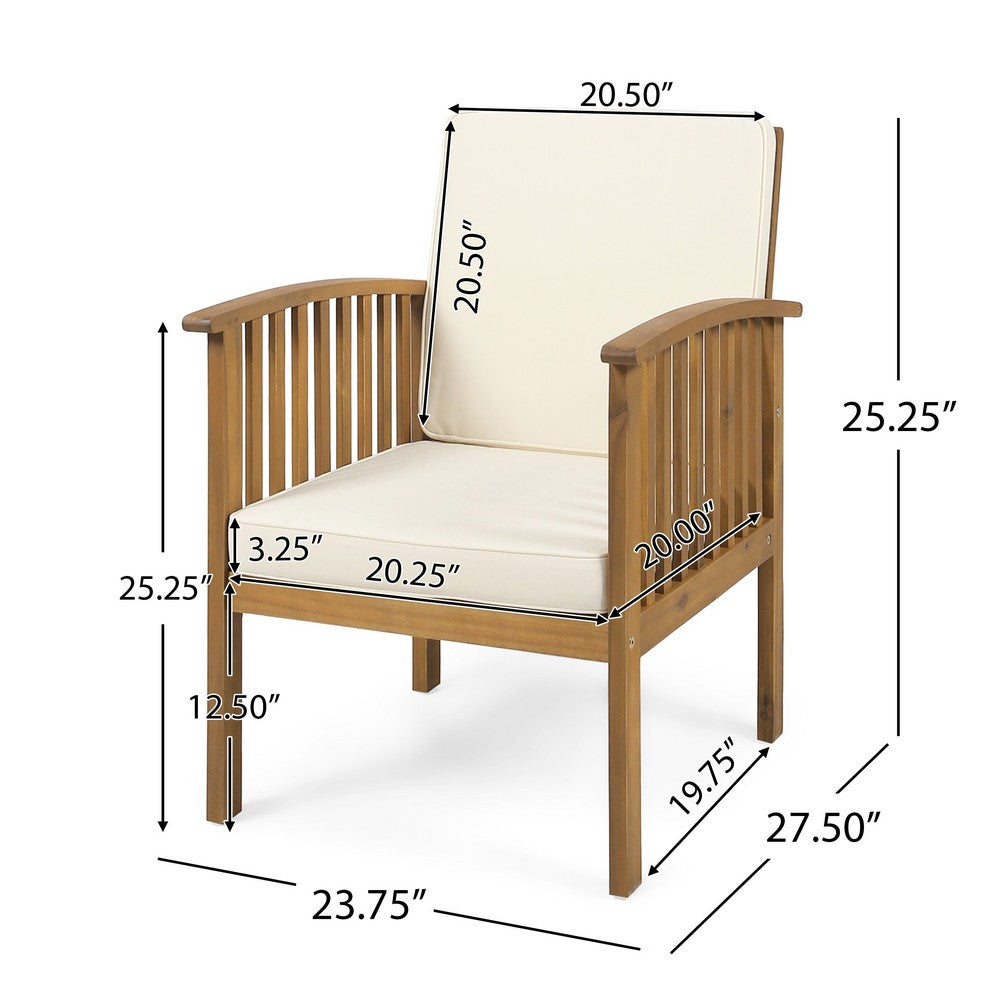 Gerry Outdoor Club Chairs Set of 2 | Cream | Slatted Light Brown