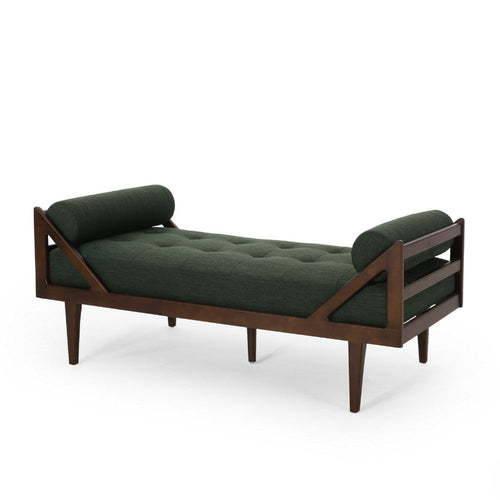 Henry Chaise Lounger with 2 Rolled Bolster Pillows | Blackish Green