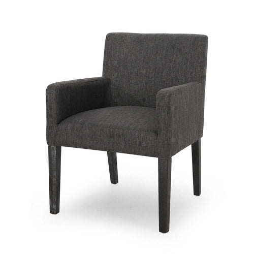 Accent Armchair | Modern Track Arms | Charcoal Gray Textured Fabric