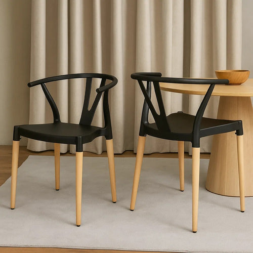 Dining Side Chair Set of 2 | Sculpted Design 29" Black Seat