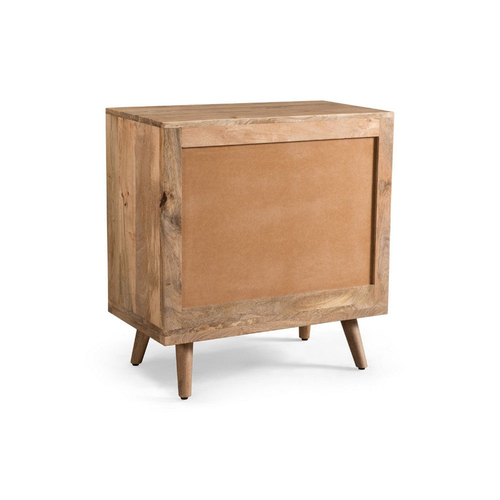Oversize Nightstand Dresser | Woven Design 3 Drawer Light Brown Wood BM335340