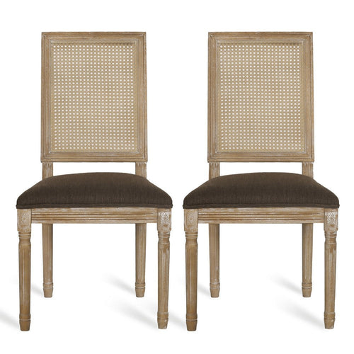 Viba Dining Chair Set of 2 | Cane | Dark & Light Weathered Brown Wood