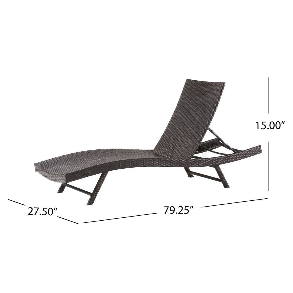 Stela Outdoor Chaise Lounger| Dark Brown Rattan | Metal Frame | 79’’ BM335348