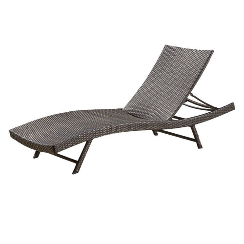 Stela Outdoor Chaise Lounger| Dark Brown Rattan | Metal Frame | 79"