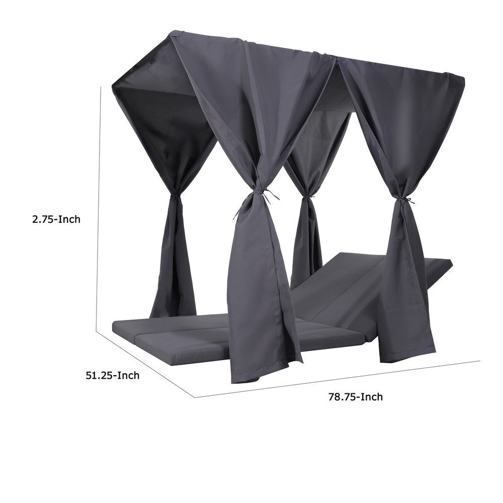 Yavi Outdoor Cushion and Curtains for Daybed | Dark Gray Fabric 79’’