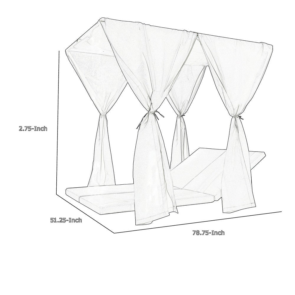 Yavi Outdoor Cushion and Curtains for Daybed | Dark Blue Fabric 79’’