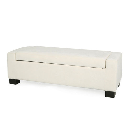 Kera Storage Ottoman Bench | Classic White Fabric | Lift Top | 50"