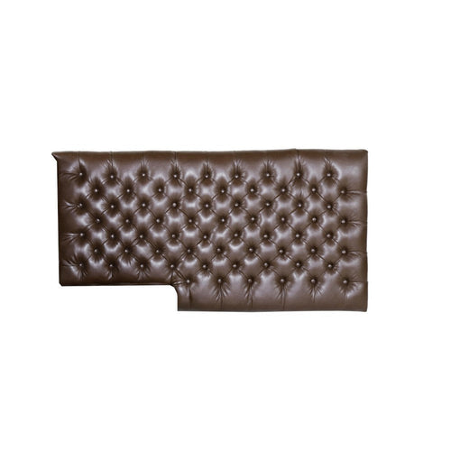 Ami Chaise Lounger | Tufted Dark Brown Faux Leather | Wood | 70"