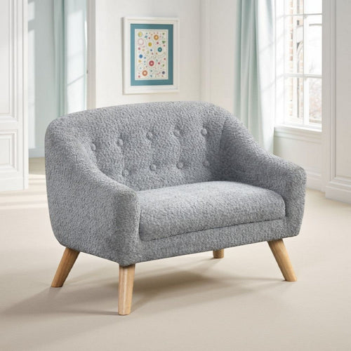 Aelia Kids Size Sofa Chair | Wood Legs | Gray Tufted Chenille 29"