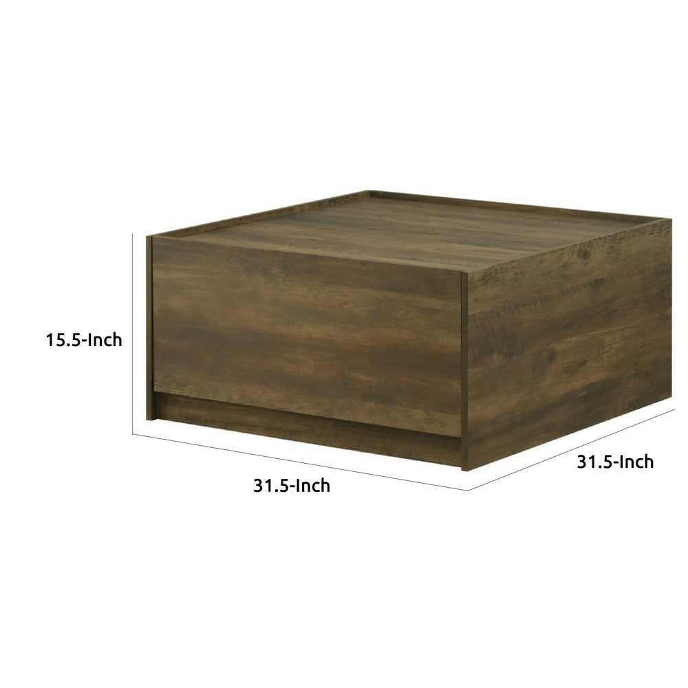 Trav Square Coffee Table | 2 Drawer | Raised Lip Tray Top | Brown 32’’ BM335494
