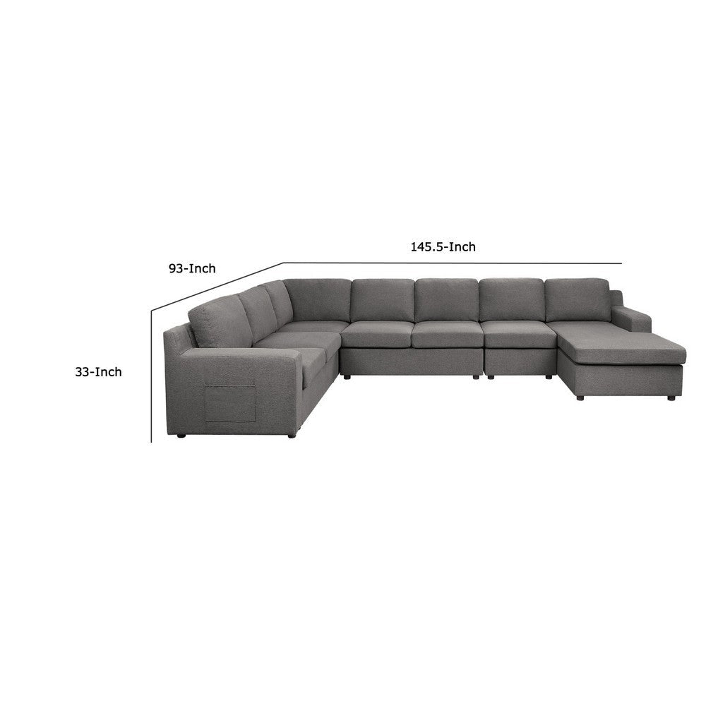 Cas Left Facing 7 Seater U Shaped Sectional Sofa Chaise | Gray Linen BM335543