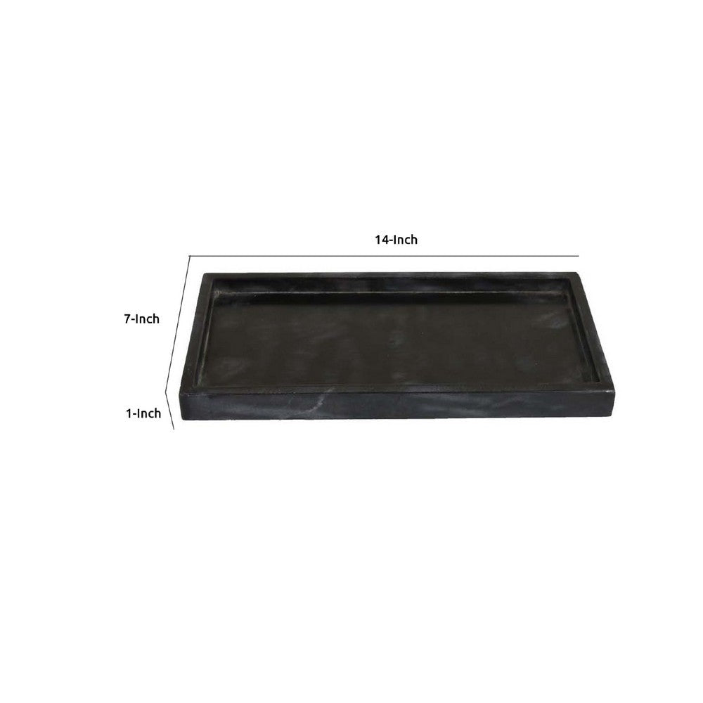 Honx Foyer Accessory Tray | Raised Lip Edges | 14’’ Black Marble BM335605