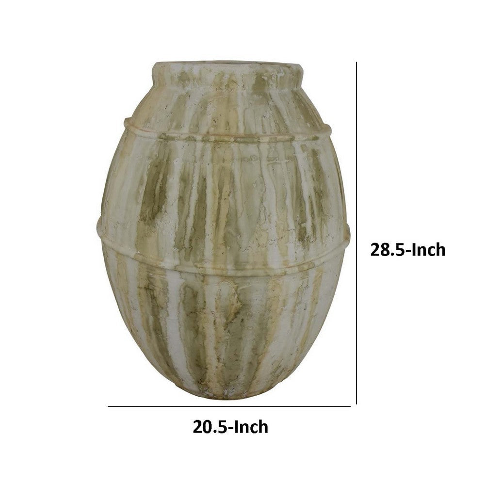 Sye Garden Planter | 29’’ Tall Round Pot | Earthy Beige Terracotta