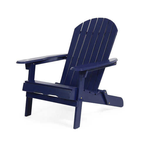 Libo Outdoor Adirondack Chair | Blue Acacia Wood Frame | Slat Panels