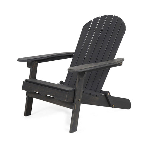 Libo Outdoor Adirondack Chair | Gray Acacia Wood Frame | Slat Panels