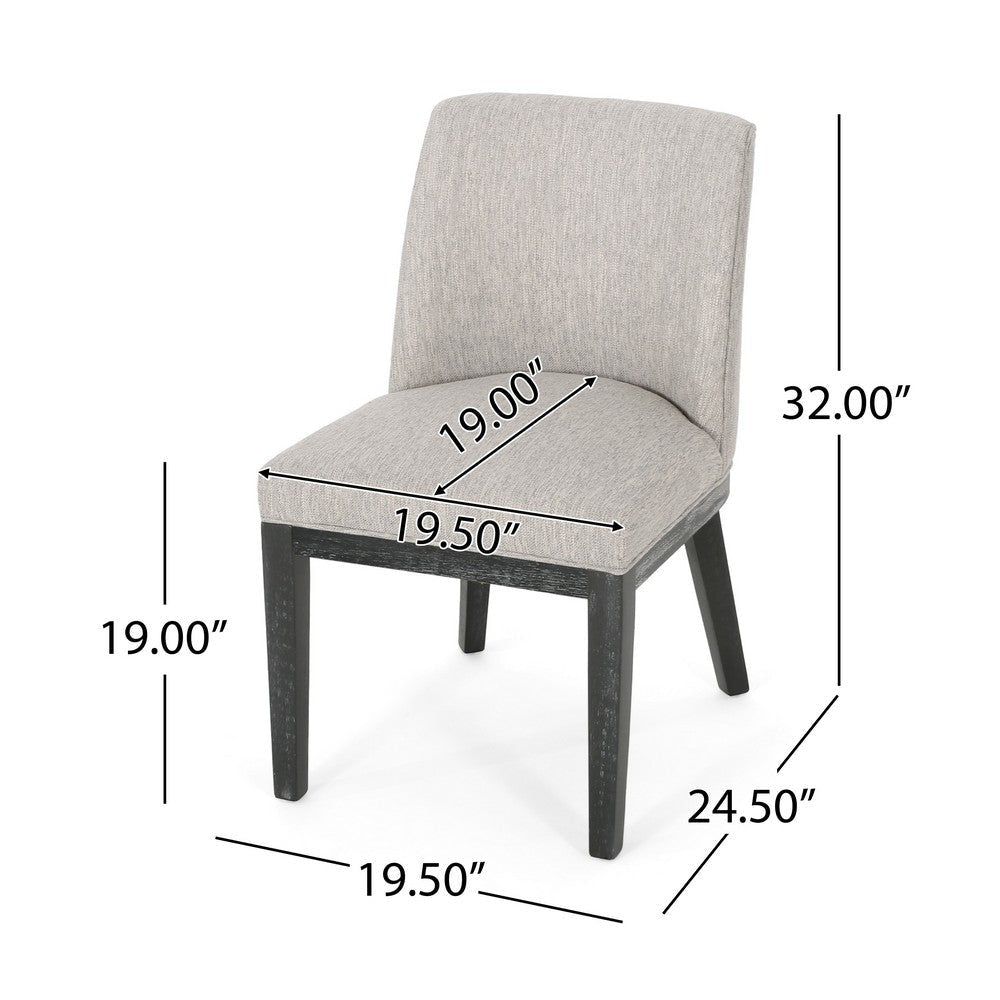 Jeeni Dining Side Chair Set of 2 | Beige Fabric | Black Hardwood Frame