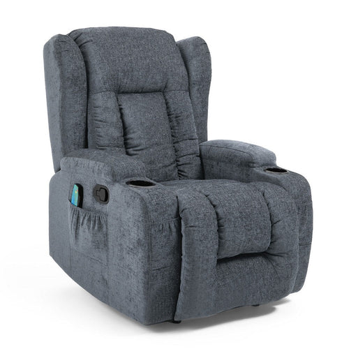 Manual Massage Recliner Chair | Charcoal Gray Fabric | Soft Cushioned