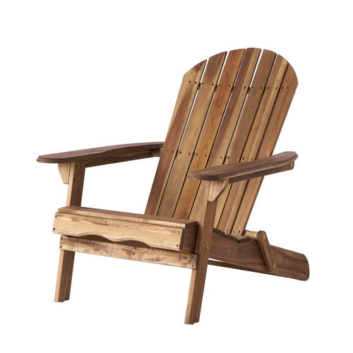 Libo Outdoor Adirondack Chair | Slatted Natural Brown Acacia Wood