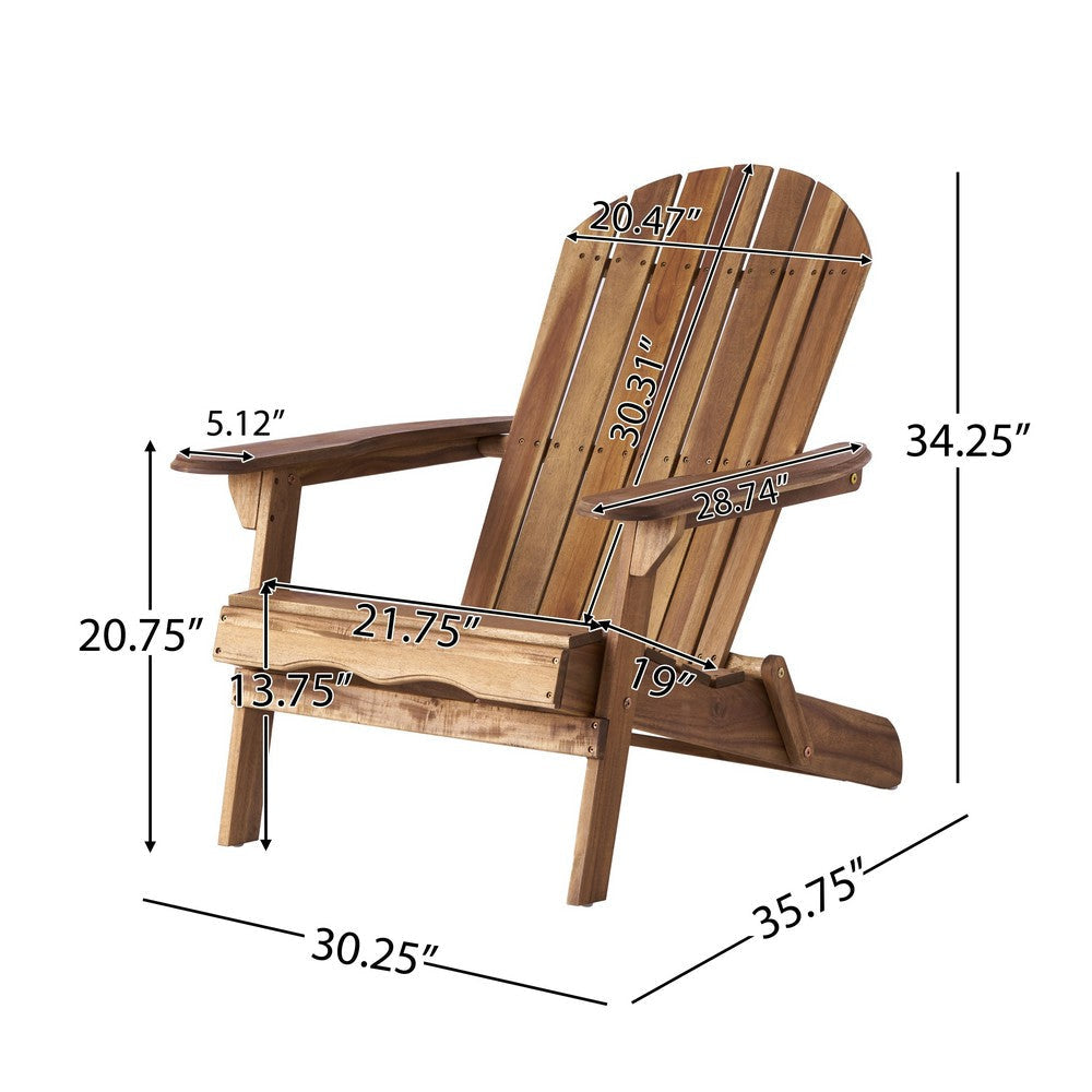Libo Outdoor Adirondack Chair | Slatted Natural Brown Acacia Wood