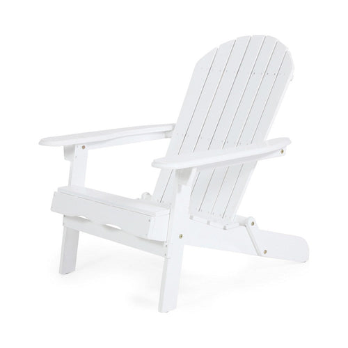 Libo Outdoor Adirondack Chair | Slatted Modern White Acacia Wood