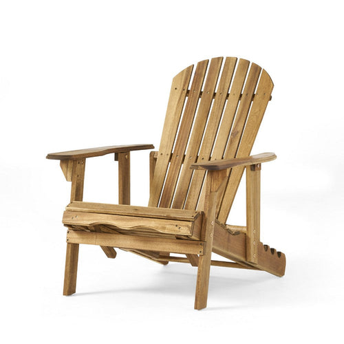 Libo Outdoor Reclining Adirondack Chair | Slatted Light Brown Wood