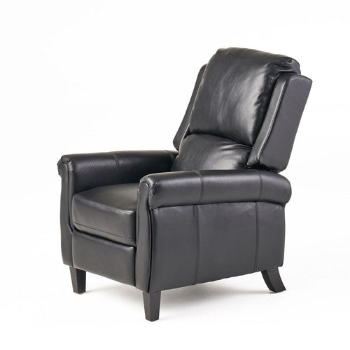 Beny Manual Recliner Chair | Black Faux Leather | Classic Rolled Arms