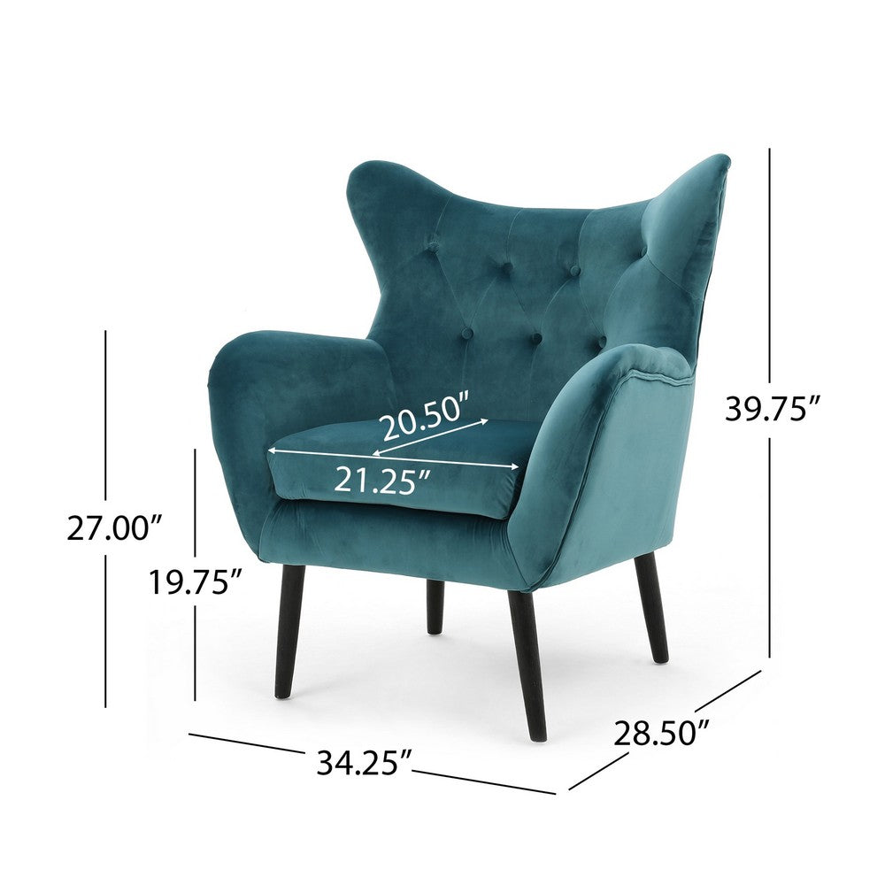 Riho Accent Armchair | Wingback Button Tufted | Teal Velvet