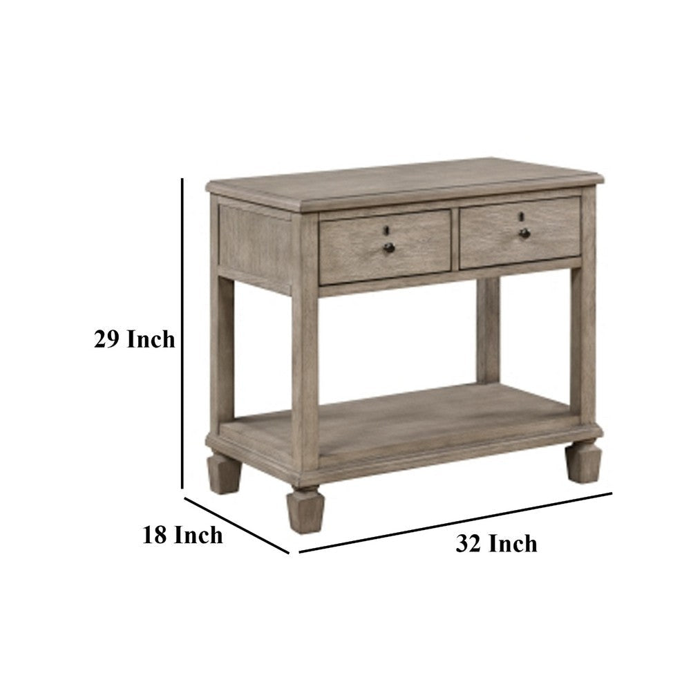 Cely Nightstand | 2 Drawers with Lower Open Shelf | Gray Oak Veneer BM335841