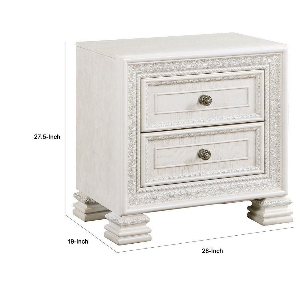 Rotu Nightstand | 2 Drawers Rope Molding | White Ash Veneer | 28’’ BM335847