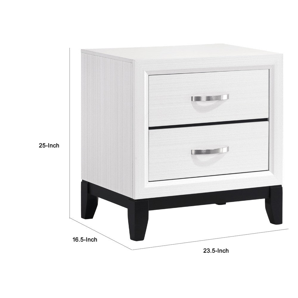 Ameya Nightstand | 2 Drawers w Chrome Handles | White and Black | 25’’ BM335853