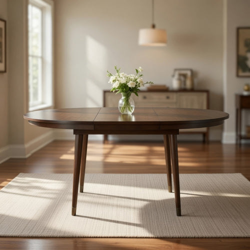 Coly Dining Table with Butterfly Leaf 48-65" Round | Maple Brown