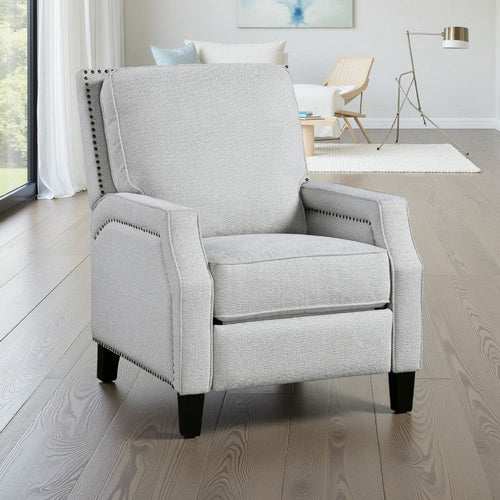 Berry Manual Push Back Recliner Chair | Gray Chenille Nailhead Trim