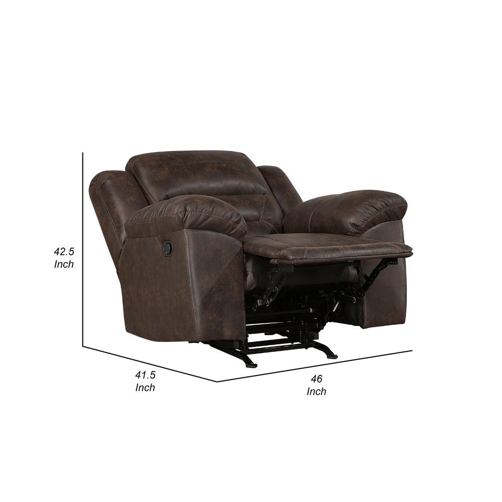 Henry Manual Rocker Recliner Chair | Pillow Tuft Dark Brown Microfiber BM335941