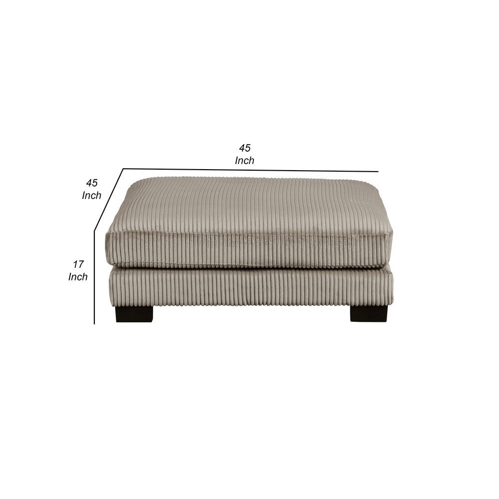 Rix Modern Ottoman | Taupe Gray Corduroy | 45’’ Square | Black Feet BM335945