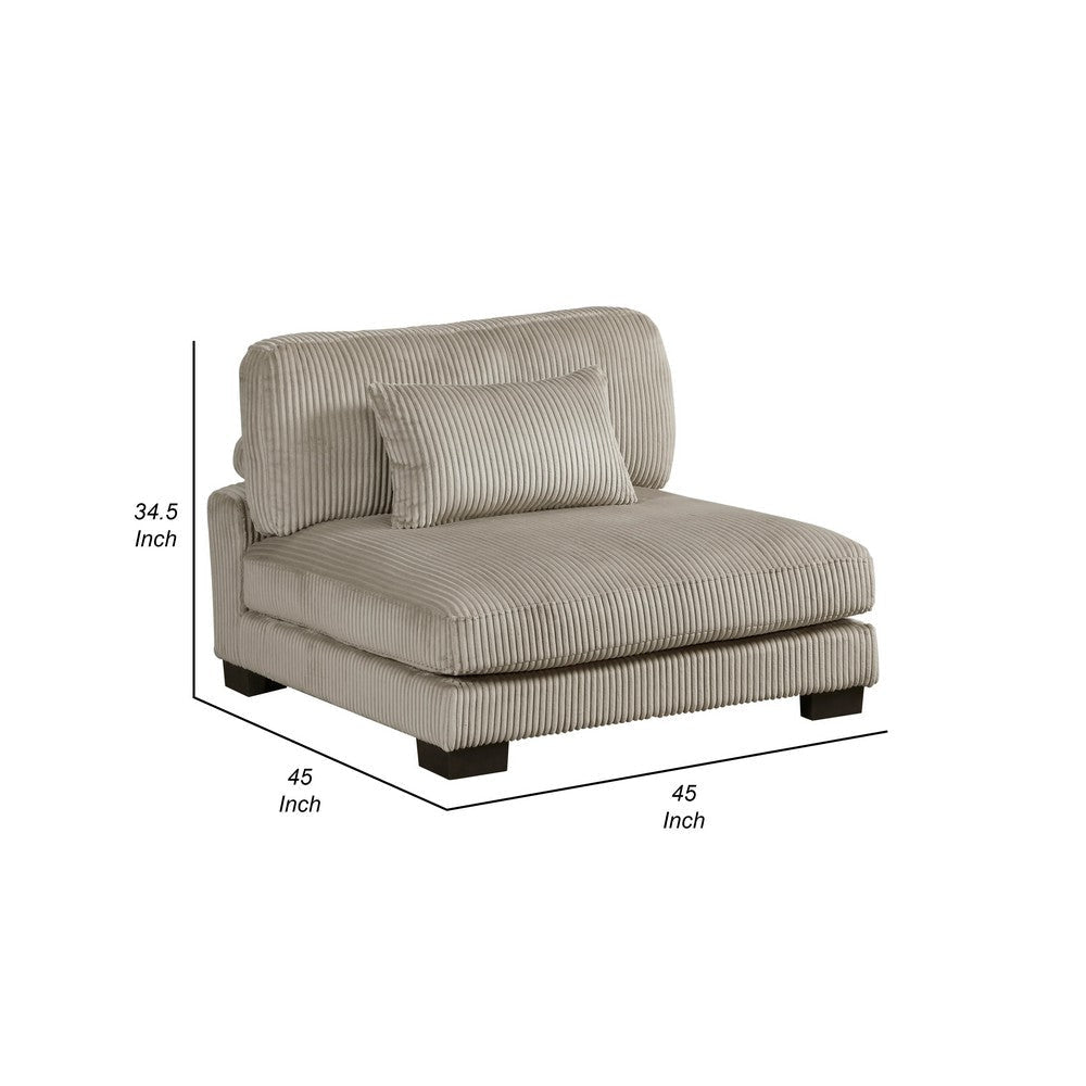 Rix Modular Armless Chair w Lumbar Pillow | Taupe Gray Corduroy | 45’’ BM335946