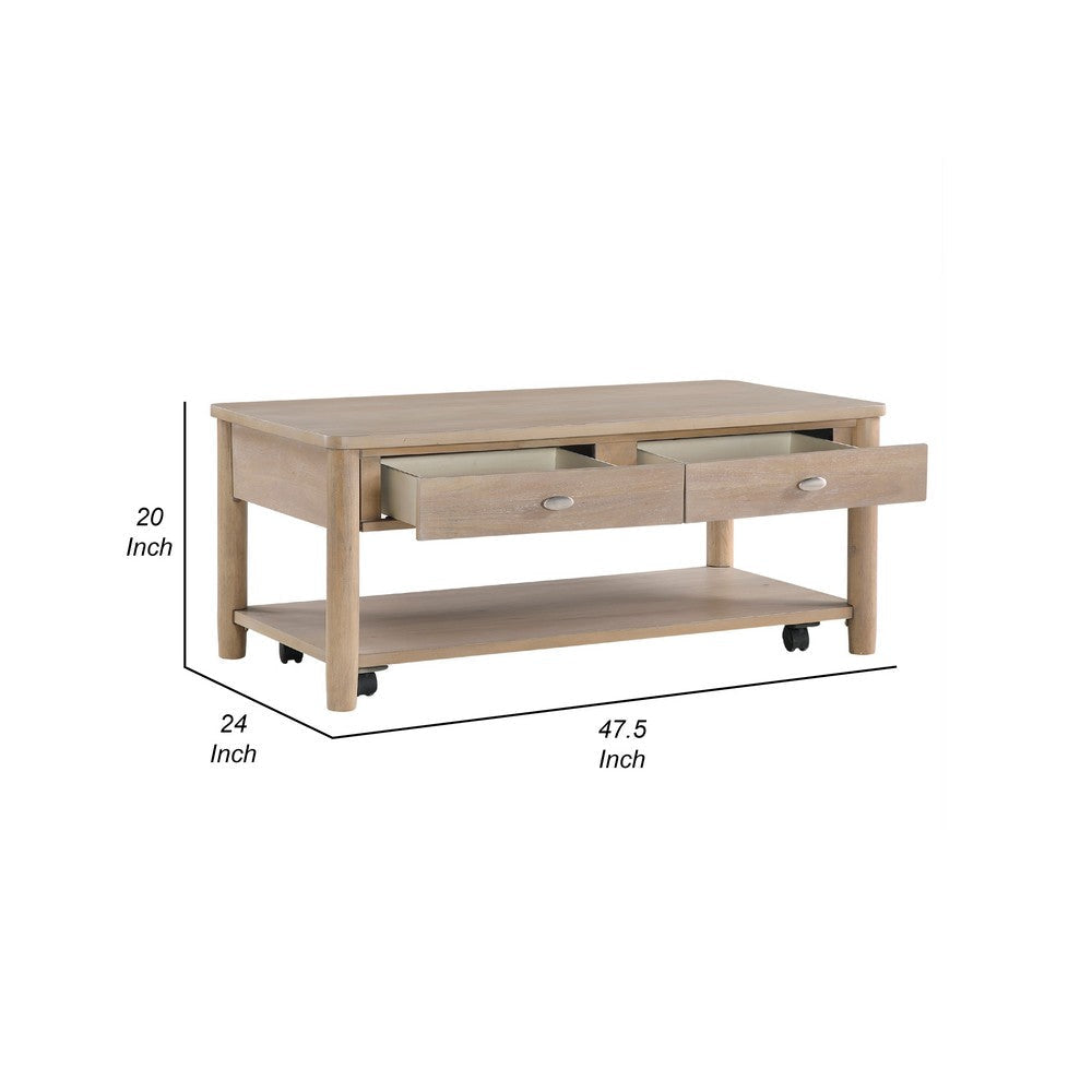 Neka Coffee Table | Farmhouse Natural Brown Wood and Veneer | 48’’ BM335953