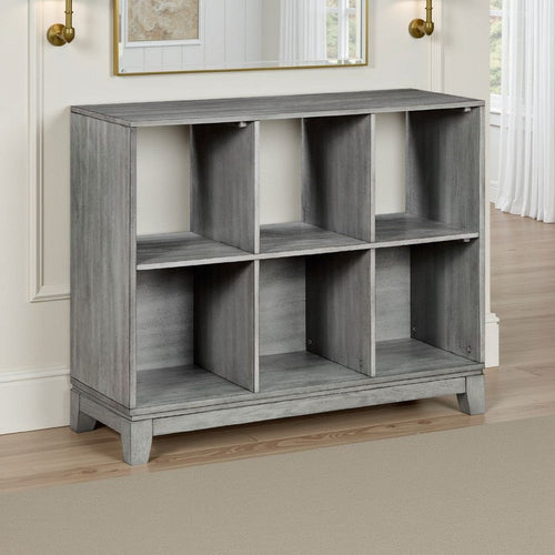 Thiem Cubby Bookcase | 6 Cube Style Shelves | Rustic Gray Veneer 40"