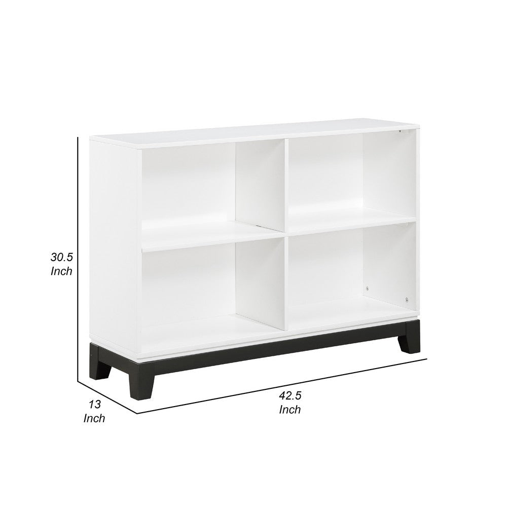Thiem Bookcase | 4 Cube Shelves | White | Black Veneer | 43’’ BM335962