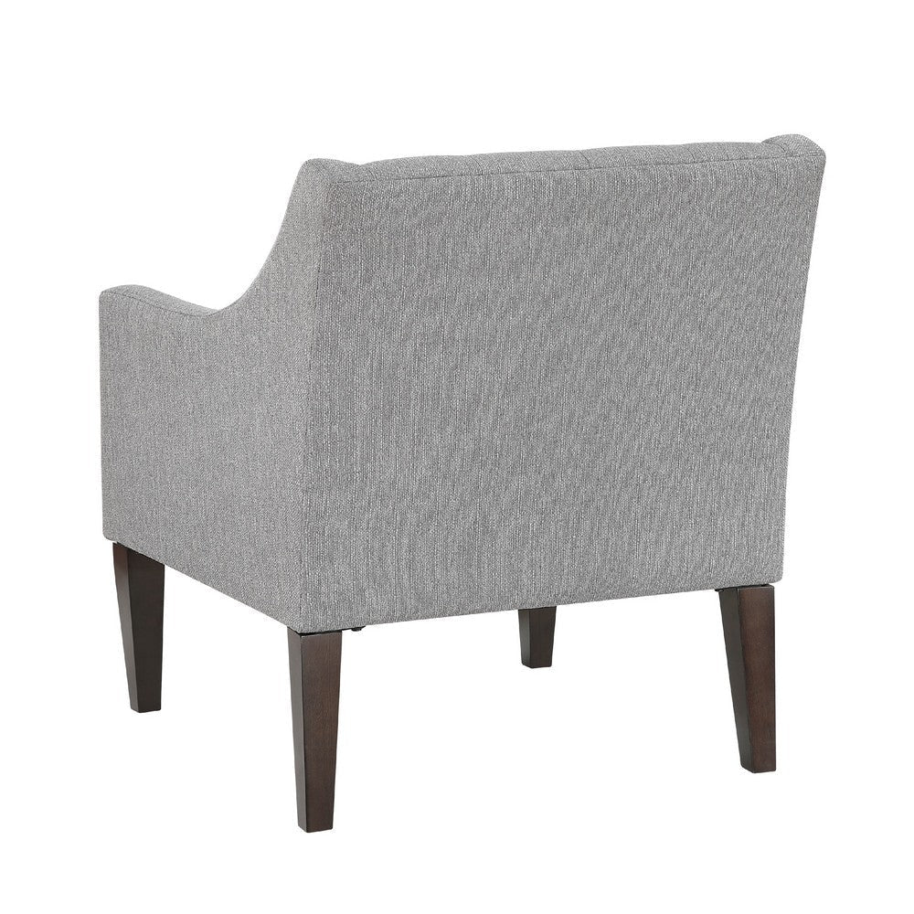 Ginna Accent Armchair | Button Tuft Light Gray Polyester | Brown Legs BM335980
