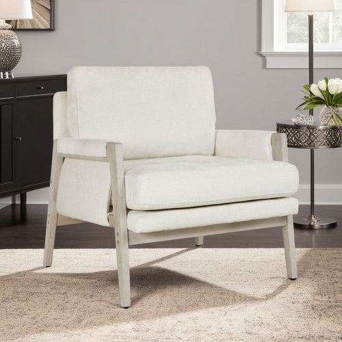 Mao Accent Armchair | Removable Cushion Cover | Soft Ivory Chenille