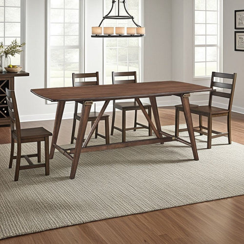 Manny Dining Table with Picnic Style Trestle Base | Walnut Wood 71"