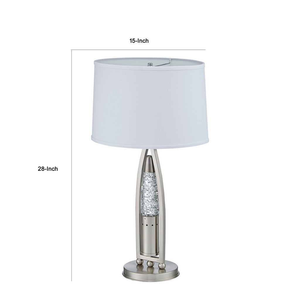 Danie Table Lamp | 4 Way Switch | Clear Glass Tube | Silver Metal 28’’ BM336075