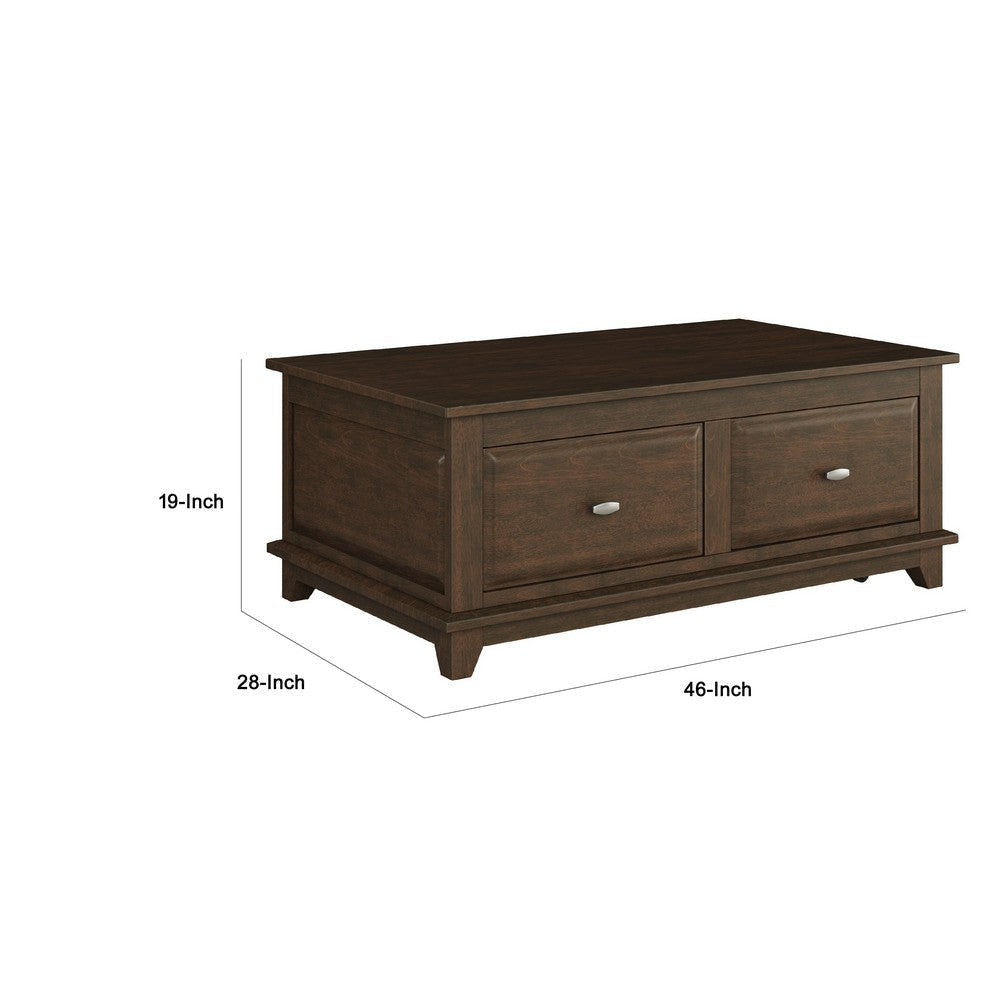Minal Lift Top Coffee Table on Wheels| 2 Drawers | Brown 48’’ BM336087