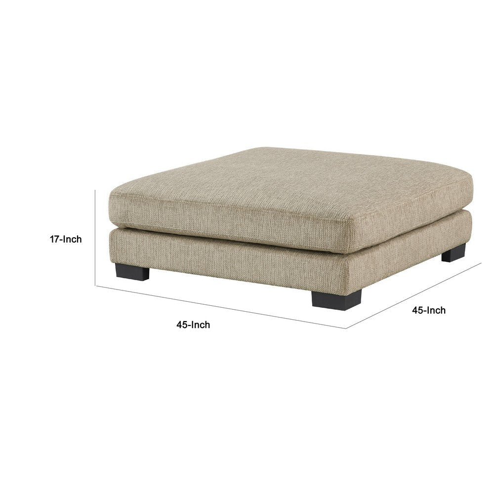 Liny Square Ottoman | 45’’ Brown Microfiber | Black Solid Wood BM336092