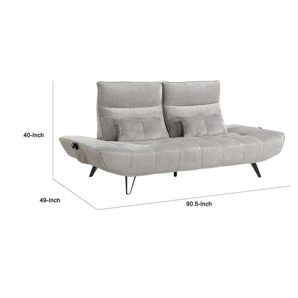 Kyan Adjustable Depth Power Recliner Sofa | Light Gray Chenille BM336096