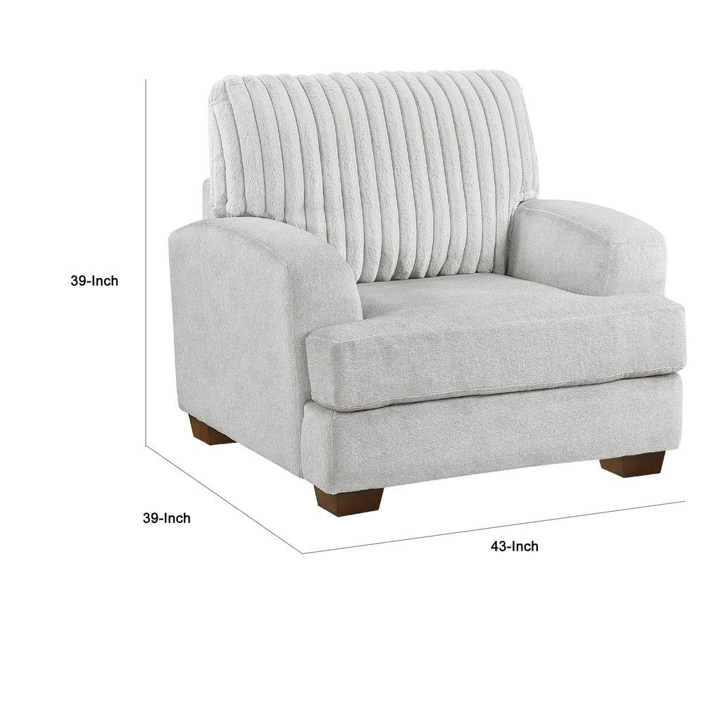 Witz Accent Armchair | Ribbed Texture Light Gray Corduroy Back BM336097